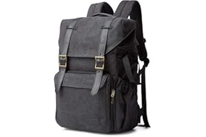 bagsmart Mochila fotográfica para cámara DSLR de lona, antirrobo, impermeable, con protección contra la lluvia, para portátil de 15 pulgadas, cámara réflex, objetivos, accesorios