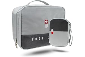 HUYUE Trousse Secours Pharmacie Vide Medicaments Voyage Trousse de Premiers Portable Sac Médical pour Sport Camping Voiture Ménage (Gris)