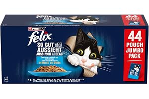 Felix Så gott som det ser ut, kattmat våt i gelé, olika smaker från vattnet, förpackning om 44 (44 x 85 g)
