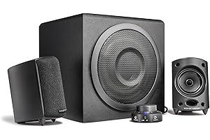 wavemaster Moody BT 2.1. Lautsprecher System - Bluetooth – 65W – 16,5cm Subwoofer mit Bassreflex – 30-20.000 Hz Frequenzbereich – Line-In Anschlüsse – PC Lautsprecher – Aktiv Boxen – Schwarz