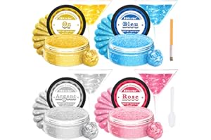 ERCORART Paillettes Comestibles - Colorant Alimentaire Poudre 4 Couleurs, Paillette Alimentaire pour Decoration Gateau, Cocktail, Vodka, Fondant, Comestible, Sans Odeur, Végétalien, Sans Gluten - 5 g