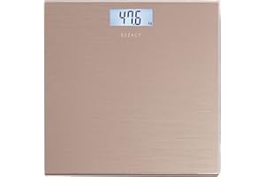 EXZACT Bathroom Scale Digital/Electronic Body Scale - Capacity 180kg - kgs/stones/lbs - High Precision, Backlight LCD Display (Gold)