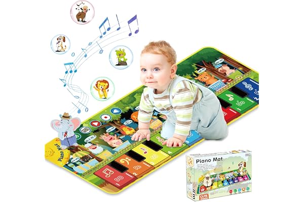 UCAMP Piano Bebe avec,Tapis de Piano pour Enfants,Tapis Musical Bébé,Jouets pour Bébés 1 2 3 Ans,Tapis de Danse Musical Clavieravec 10 Animaux,Jouets Éducatifs Cadeaux pour Anniversaires