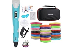 Boligrafo 3d para niños con 70 metros de PLA de 13 colores, plantillas, estuche, cubierta dedos, soporte y cargador | Este boli 3d para niños es el regalo ideal | MeraPrime lapiz 3d para niños