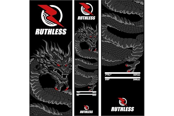RUTHLESS Tapis de fléchettes | Tapis de fléchettes Robuste antidérapant Durable pour Sol Noir