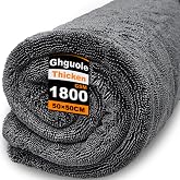 Ghguole Large Car Drying Towel, 50 x 50 CM-1800GSM Super Absorbent Microfibre Car Towel, Double Sided Car Microfibre Cloth, Q