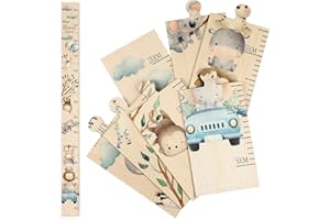 Otuuz Metro da Parete per Bambini Tabella di Misurazione dell'Altezza per Bambini Metro in Legno con Motivo di Animali Regalo di Nascita Crescita Adatto per Ragazzi 50-180 cm(Animali Carini)