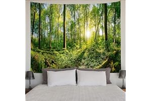 BCKAKQA Forest Tapestry Wall Hanging Green Tree and Sunshine Tapestries Nature Landscape Wall Tapestry for Bedroom Dorm Living Room Home Decoration Background Wall Blanket (230X180cm,91"X71")