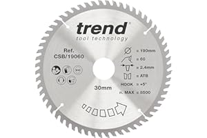 Trend Piła tarczowa CraftPro Fine Trim Finishing TCT, 190mm x 60 zębów x 30mm otwór, końcówka z węglika wolframu, CSB/19060
