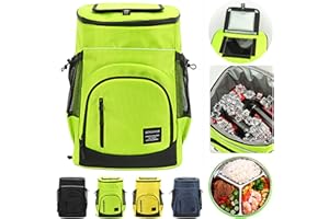 XIUWOUG 33L Kühltasche Gross, Wasserdichten Isolierter Rucksäcke Cooler Bag, Kaltes Bier Picknick Rucksack Mit Kühlfach, Picknickkorb 2-4 Personen, Mobiler Kühlschrank Fürs Auto (Grün)