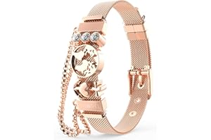 THIORA Armband mit Anhängern | Premium Edelstahl Schmuckset | Mesh Charmband Charms | Geschenk für Frauen