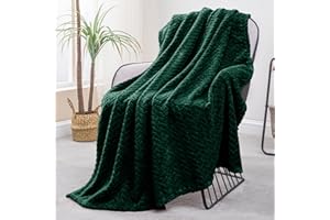 Exclusivo Mezcla Manta Sofá de Franela, Suave y Ligero Mantas para Cama con Estampado de Hojas, Adecuado para Cualquier Temporada, 130x170 cm, Verde Bosque
