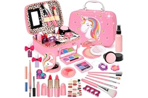 Flybay Maquillage Enfant Jouet Fille, Malette Maquillage Enfant Fille Jouet, Lavable et Non Toxique, Coffret Maquillage Enfant Fille, Cadeau de Noël Anniversaire Halloween pour Fille 3 4 5 6 7 8+ Ans