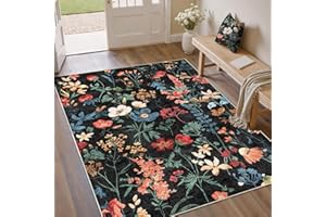 HUGEAR Ferroso Tappeto Salotto 120x170cm Camera Da Pranzo Antiscivolo Tappeti Lavabile In Lavatrice Carpet Moderno Motivo Floreale Esterno Pelo Corto Misure Grandi Cameretta Sala Rug
