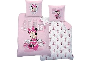 MTONLINEHANDEL Ropa de cama de franela de 135 x 200 cm, ropa de cama de franela para niña, Minnie Mouse, suave para invierno, 1 funda de almohada de 80 x 80 cm + funda nórdica de 135 x 200 cm, 100 % algodón (Minnie