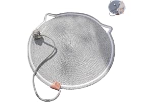 WUMEIJIAJU Cat Scratcher Mat, Cotton Rope Scratch Pad, Round Horizontal 16.9'' Scratching Pads Rug, Cat Scratch Furniture Protector for Floor, Wall, Couch, Carpet, Sofa, Black & White