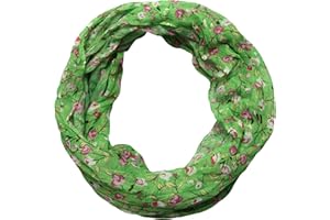 beybey® Damen Seide Loop Schal mit Blumenmuster - wunderschön und fein - Seidenschal - Loop Schal Damen - Schlauchschal Damen