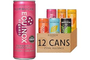Equinox Kombucha 6 Flavour Mixed (12 x 250ml) | Brewed in UK with SCOBY, Green Tea & Raw Cane Sugar | Sparkling Live Cultured Probiotic Drink for Gut Health | No Sweeteners & 100% Natural