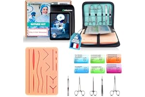Dimedsion Kit Suture avec Coussin Réaliste - Kit de Suture pour pratiquer, kit de suture etudiant medecine avec e-learning, Cadeau étudiant médecine, kit suture medecine pour Étudiants