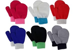 JUPSK Baby Handschuhe Kleinkind Fäustlinge Winter Gestrickte Skihandschuhe für Kinder Mädchen Jungen 1-4 Jahre alt, 6 Paare