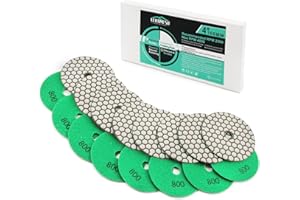 Diamante Almohadilla de Pulido LEKOMESH - 8 piezas 100MM #800 Almohadilla de Pulido en Seco de Diamante para Granito Mármol Piedra Artificial Cuarzo,Disco de Pulido de Piamante