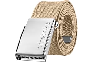 VINTAGE BASICS Unisex Fabric Belt 130 cm Long - 3.8 cm Wide - Men's and Women's Belt - Infinitely Adjustable Canvas Belt - Metal Buckle