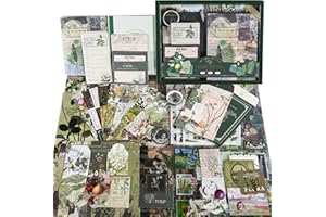 OFFIGIFT Scrapbook Zubehör, 351 Stück Bullet Journal Zubehör und Junk Journal mit Journaling Zubehör, Vintage Scrapbook Papier Scrapbook Stickers, Scrapbook Set Schulsachen Aesthetic Stuff für Mädchen, Botanik