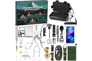 BuzzoXerex Calendario de Adviento 2025 Hombre, 24 PCS Kit de Supervivencia Calendario de Adviento para Hombres Adultos y Adolescentes, Aventura Outdoor, Camping