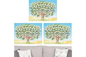Vigcebit 3 Stück Stammbaumdiagramm, Ahnentafel Vorlage Zum Ausfüllen, 6 Generation Ahnenforschungs-Poster, Wanddekoration Für Zuhause Und Wohnzimmer, 40 x 60 cm