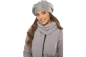 Vivisence Berretto Elegante da Donna con Decorazione A Fiorellini Realizzato in Lana, Acrilico E Viscosa Stile Classico E Confortevole Perfetto per attività All'aperto