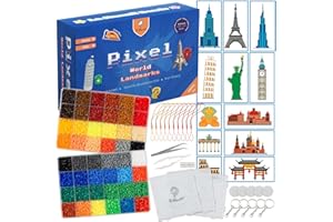 La Manuli Perline da Stirare Mini 2,6mm - 24.000 Pezzi con Basi, Accessori e Motivi Simboli del Mondo - Regalo Fai da Te per Bambini, Compleanno, Natale