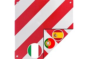 Magma Panneau de Signalisation Espagnol et Italien 2 en 1 pour Porte vélo ou Moto, Caravane, remorque, Voiture | Signal de Sécurité Réflecteur Catadioptre | Homologué Italie Espagna | Rouge Blanc (1)