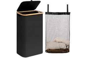GZXEQN Cesto Portabiancheria Grande- XXL 100 Litri - Porta Biancheria Sporca con Coperchio - Portabiancheria Sporca con Manici - Cesto Biancheria, nero