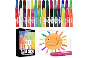 Zenacolor Lot de 30 bâtons de peinture pour enfants - Fournitures d'art pour enfants - Bâton de peinture sans désordre - Couleur unie