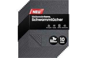 ‎BLACK SWEDEN HOME Black Sweden Home Spültücher schwarz (Dunkelgrau) – 10er Pack schwedische Spüllappen aus Baumwolle & Zellstoff – waschbare Schwammtücher Küche, nachhaltige Küchentücher wiederverwendbar, Lappen