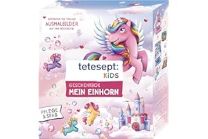 tetesept Kids Geschenkbox Mein Einhorn - Kinder Badezusatz Geschenkset mit Sprudelbad, Schaumbad, Badeüberraschung, Dusche und Armband - mit hautpflegender Rezeptur – 8er Set