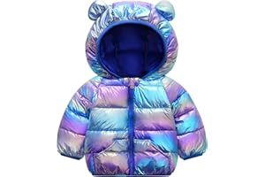 Baogaier Bebé Niños Chaqueta Invierno, Impermeable cortavientos Brillante Sólido Niña Niño Abrigo Plumifero con Capucha y bolsillos, Ligero Deportiva Infantil Ropa 1-5 Años