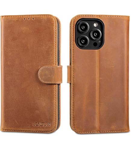 Snakehive Leather Wallet For IPhone 14 Pro Max | Genuine Leather Wallet Phone Case With Card Holder | Flip Folio Case/Cover With Stand | Compatible With IPhone 14 Pro Max | (Brown - View #7