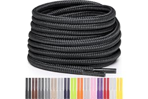 Miscly Lacets Ronds pour Chaussures, Baskets et Bottes - Disponibles en Plusieurs Longueurs et Couleurs