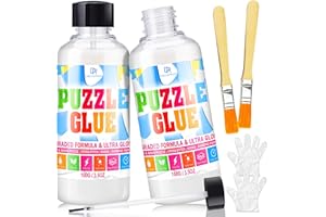 DECORROM Colla Per Puzzle Trasparente - Kit Conservation 200ml con Applicatore Preciso, Asciugatura Rapida, Non Tossica, Solubile in Acqua, Per 5000 Pezzi, Ideale per Incorniciamento, Accessori Puzzle Adulti