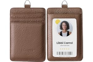 ADENPVN Etui na identyfikator z prawdziwej skóry ze smyczą, etui na karty z miękkiej skóry, do 20 kolorów i słojów skóry do wyboru, z wielu przegródek na karty, pionowe etui na identyfikator roboczy