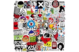 ZHLEARDA Lot de 100 Autocollants Rock Band, Autocollant Rock and Roll, Metal Punk Music Sticker, Musique Vinyle Sticker Pack, Imperméable Graffiti Stickers pour Ordinateur Portable Skateboard Guitare