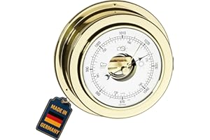 TFA Dostmann Barometro analogico Maritim, 29.4010.B, per previsioni meteorologiche, in Ottone Lucido, Misura la Pressione dell'Aria, Diametro 14 cm, Oro