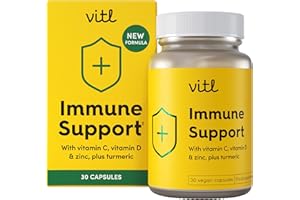 Vitl Immune Support Supplement - 30 Vegan Capsules - with Vitamin D, Vitamin C, Folate, Zinc, Turmeric & Elderberry Extracts - 1 Month Supply