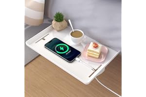 WELLTOP Bedside Shelf for Bed Premium Bed Shelf Clip On Organizer Bedside Table Bedside Storage Tray for Top Bunk Bed, Space Saver Small Bedside Table Nightstand for College/Dorm