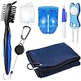 Phoetya Golf Pitch Mark Repairer, Golf Cleaning Kit Iron Cleaner Towels Accessories for Bags with Clip Cleaning Brush Tool Ball arker and Pitch Repair with Marker Pen and Groove Set for Men Kids