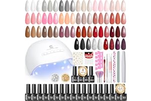 PEACECOLOR 44 Pezzi Kit Semipermanente Unghie, 22 Colori Smalti Semipermanenti per Unghie con Lampada UV Led, Top Base Opaco Glitter Coat,per Principianti Fai da Te