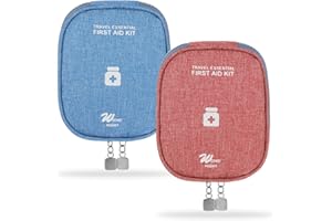 Andibro Confezione da 2 borse da viaggio per medicinali, mini sacchetti di pronto soccorso, in tessuto Oxford, vuoto, per traumi di emergenza, per pillole, farmacia, con cerniere a doppia estremità,