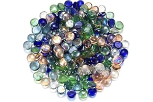 Zhujiehigh Szklane kamienie, około 1000 g/1 kg, szklane kamienie, kolorowe kamienie szklane, dekoracyjne, diamenty, kryształowe kamienie do wazonów weselnych, perły wodne do roślin, akwariów - płaskie