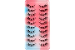 HICOCU Falsche Wimpern Clear Band Natürlich D Curl Natürliche Cluster Volumen Wimpern Set,10 Paar Natürlich 3D Klebstoff Band KÜnstliche Wimpern(DD14)